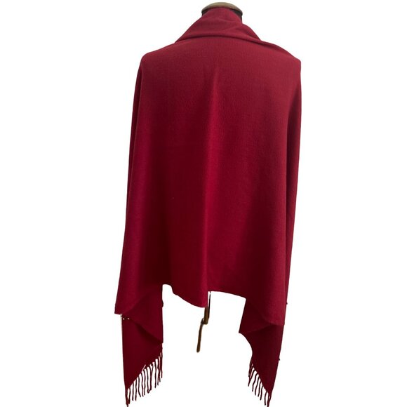 Jessica McClintock Dark Red Shawl With Pearl/Silver Ball Accents - Picture 3 of 8